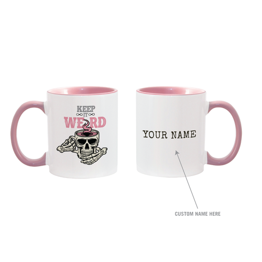 Morbid Keep It Weird Skull Personalized Two-Toned Mug-2