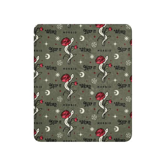 Morbid Keep It Weird Snake Pattern Sherpa Blanket-8