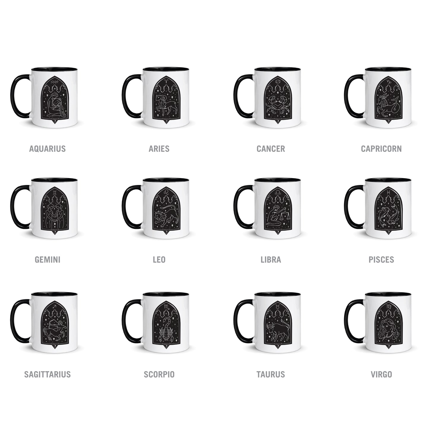 Morbid Gothic Zodiac Signs Personalized Two Toned Mug