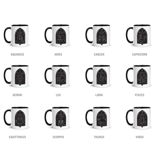 Morbid Gothic Zodiac Signs Personalized Two Toned Mug-1