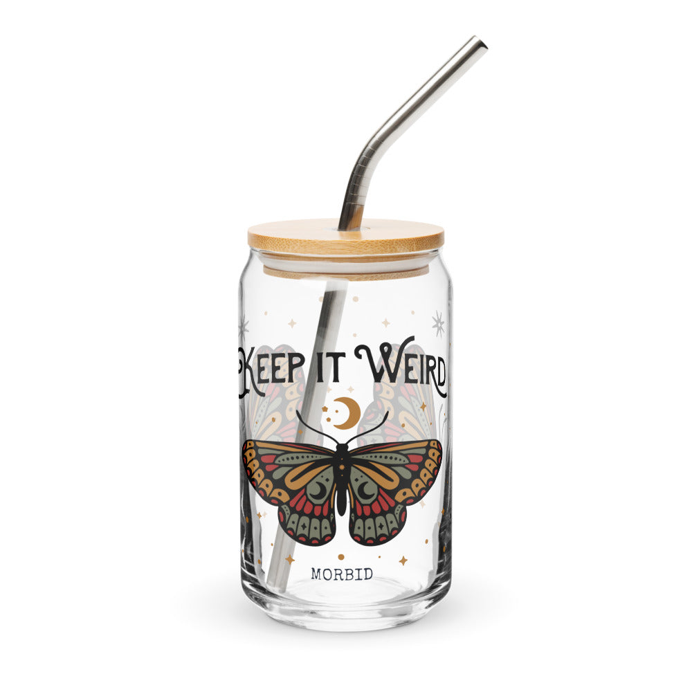 Morbid Keep It Weird Moth Can Glass