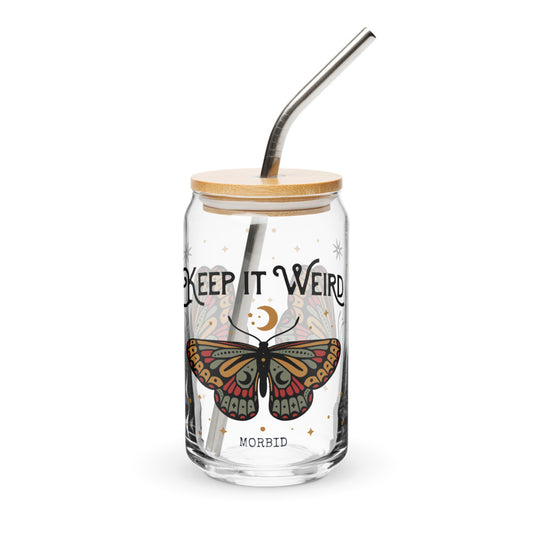 Morbid Keep It Weird Moth Can Glass-0