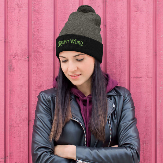 Morbid Keep It Weird Pom-Pom Beanie-1