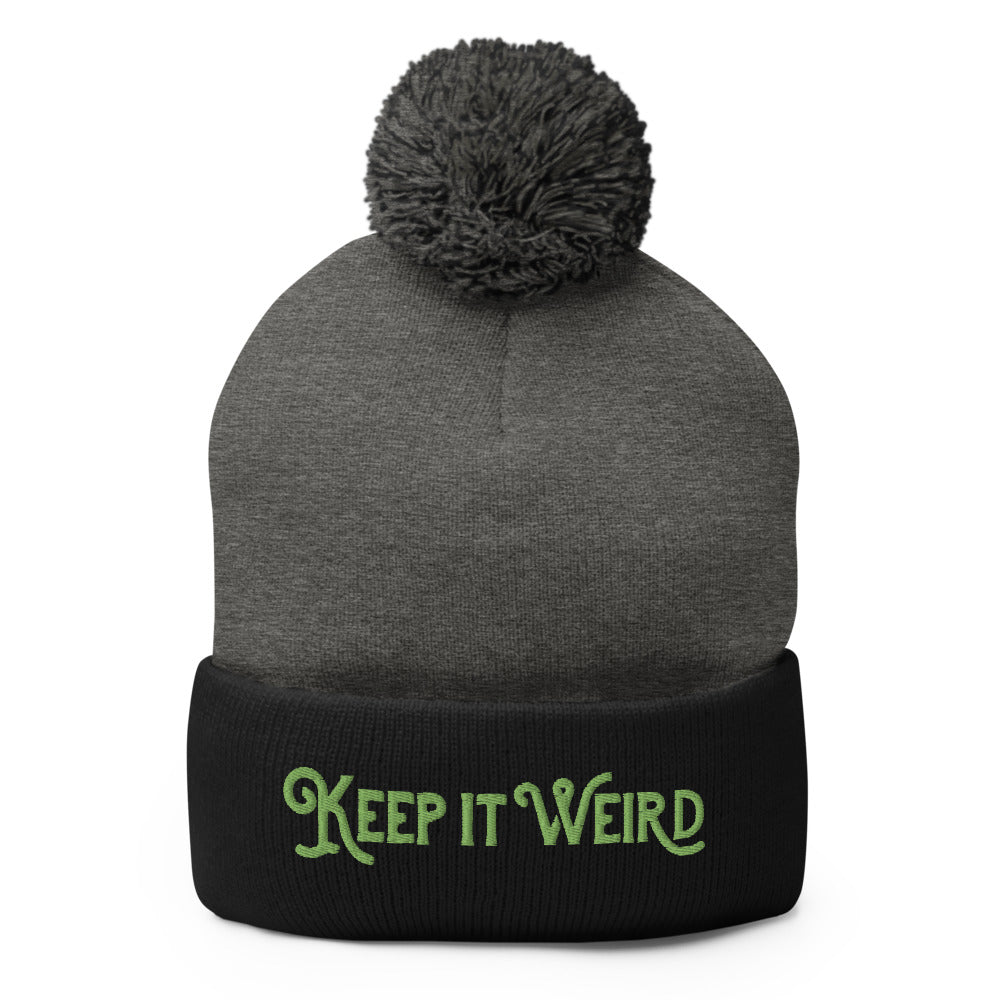 Morbid Keep It Weird Pom-Pom Beanie