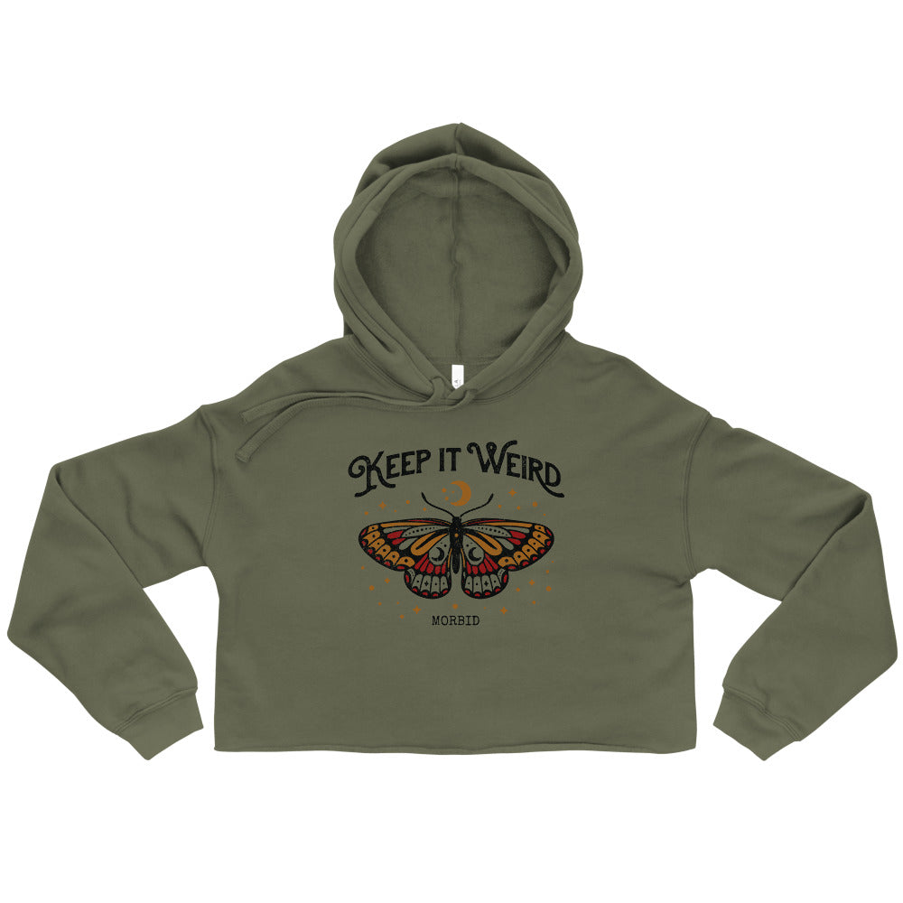 Morbid Keep It Weird Moth Cropped Hoodie