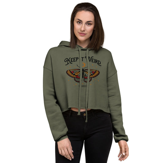 Morbid Keep It Weird Moth Cropped Hoodie-2