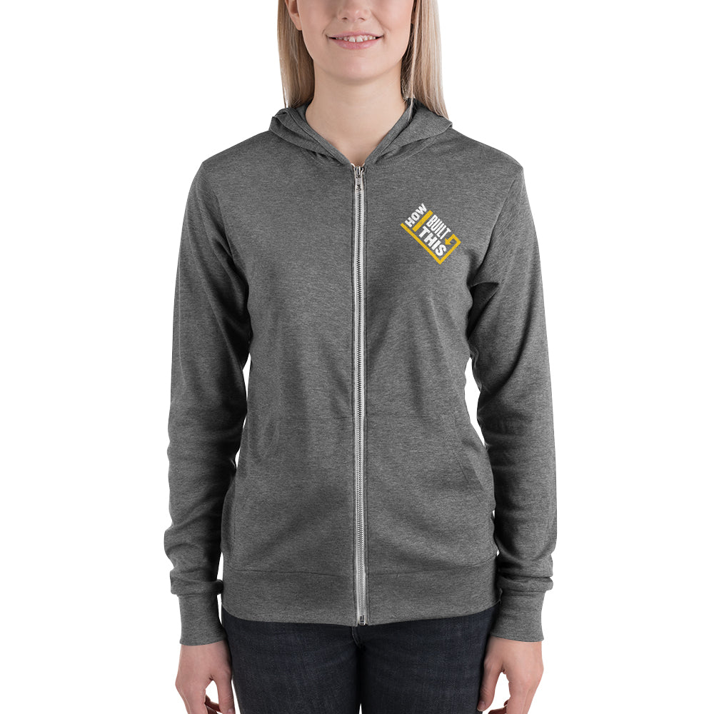 How I Built This Distressed Logo Unisex Tri-Blend Zip-Up Hooded Sweatshirt