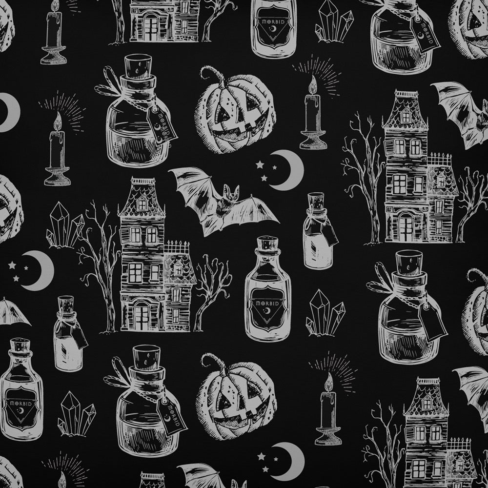 Morbid Haunted House Pattern Pillow