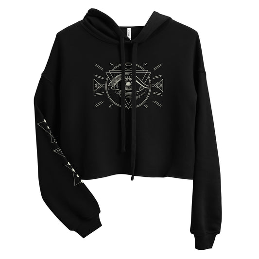 Morbid Lunar Dial Eye Cropped Hoodie-0