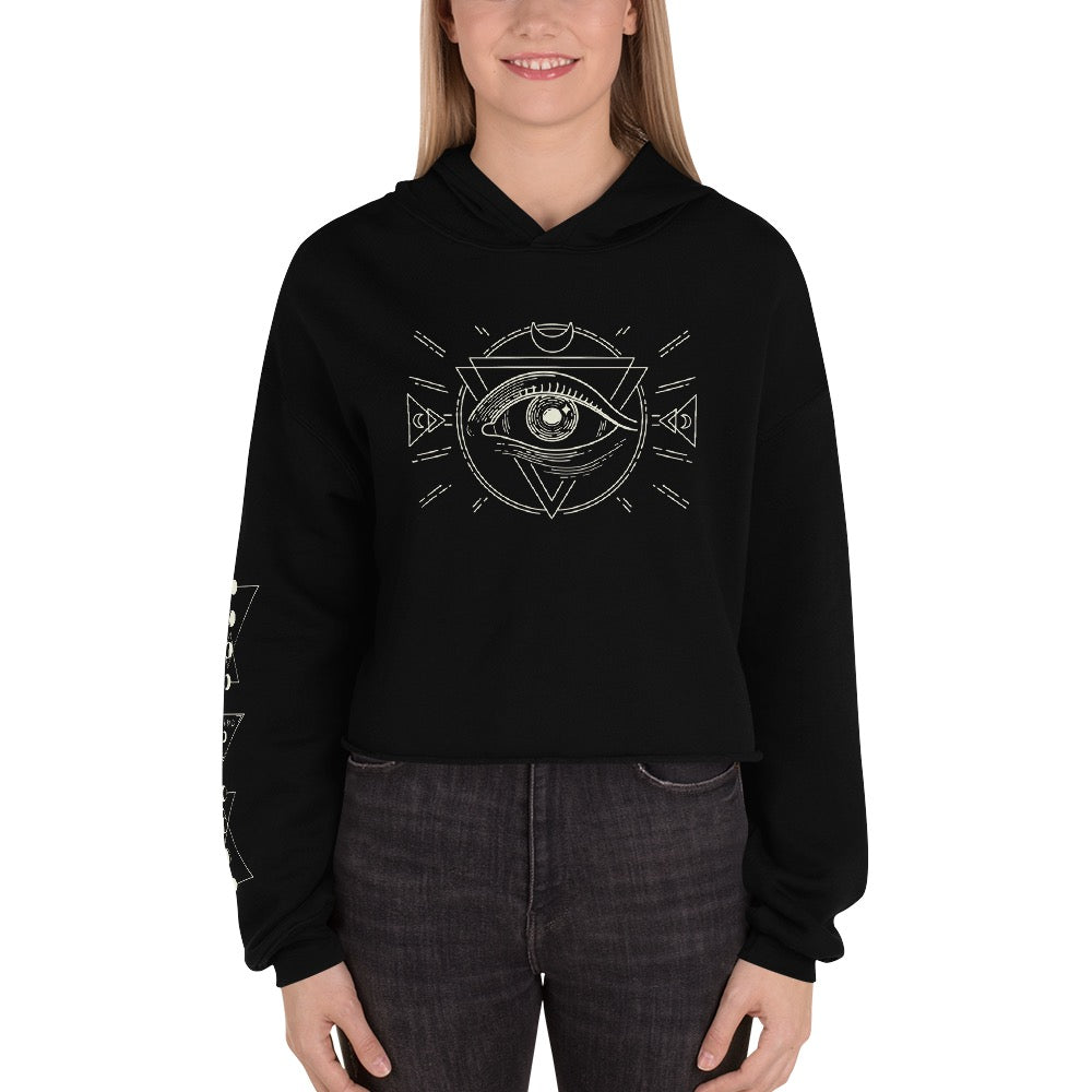 Morbid Lunar Dial Eye Cropped Hoodie