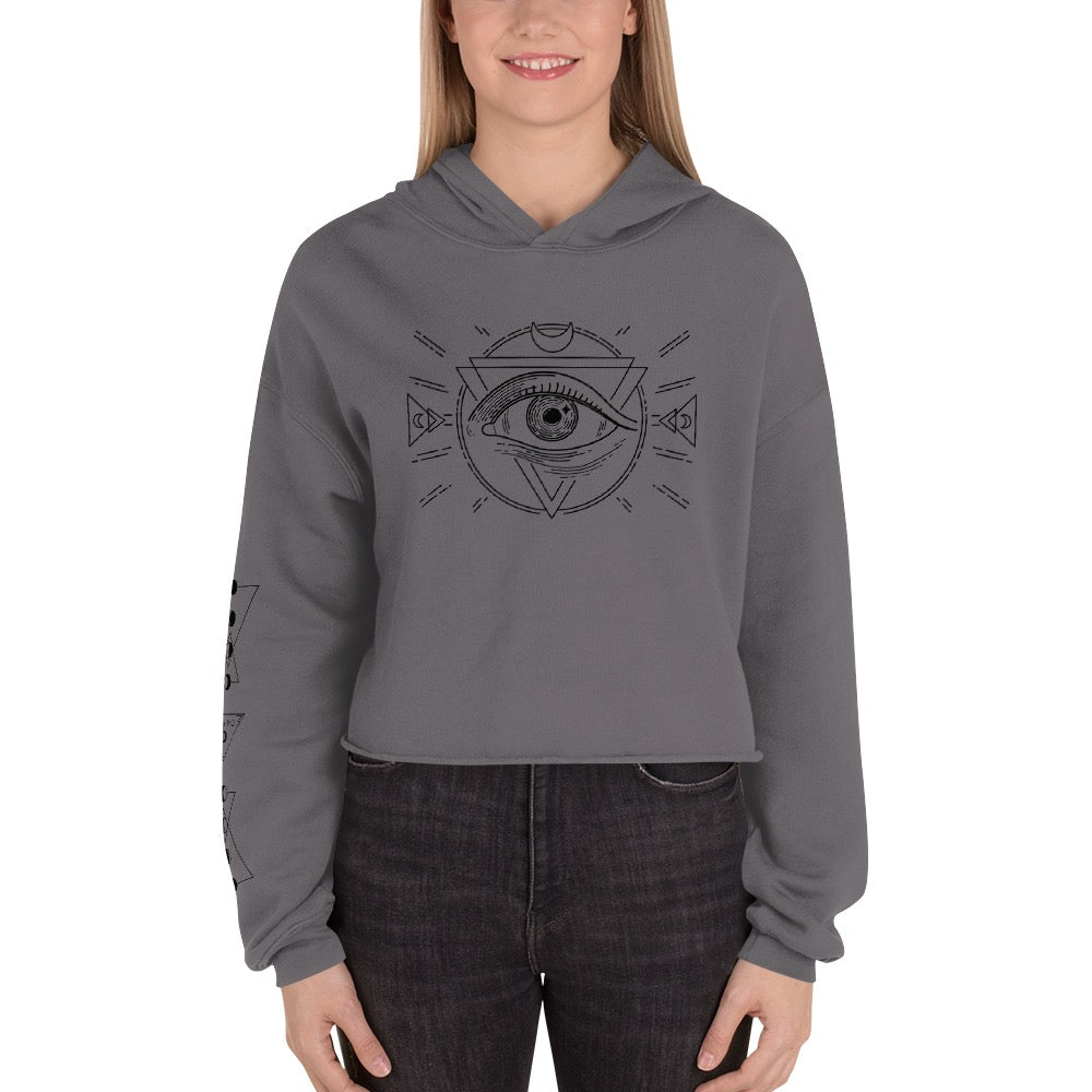 Morbid Lunar Dial Eye Cropped Hoodie