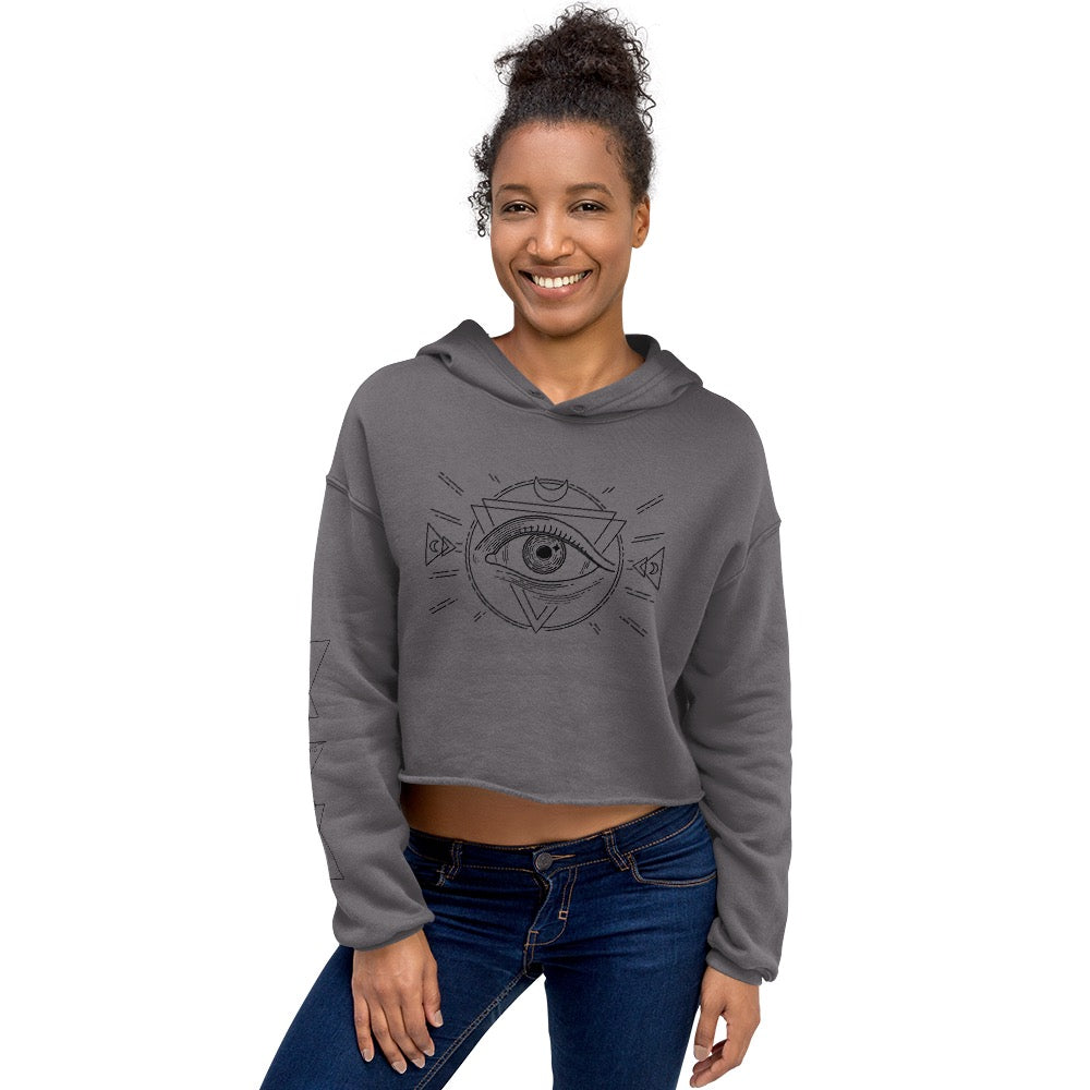 Morbid Lunar Dial Eye Cropped Hoodie