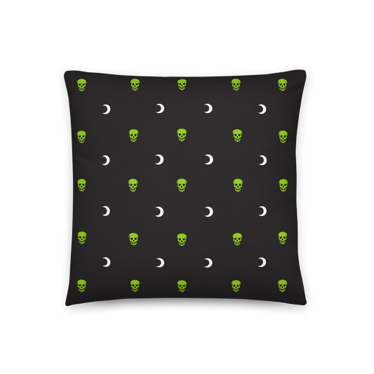 Morbid Skull Moon Pattern Throw Pillow-6