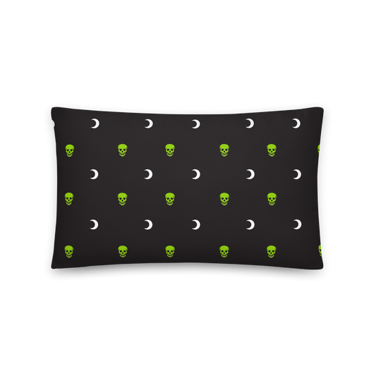 Morbid Skull Moon Pattern Throw Pillow-9