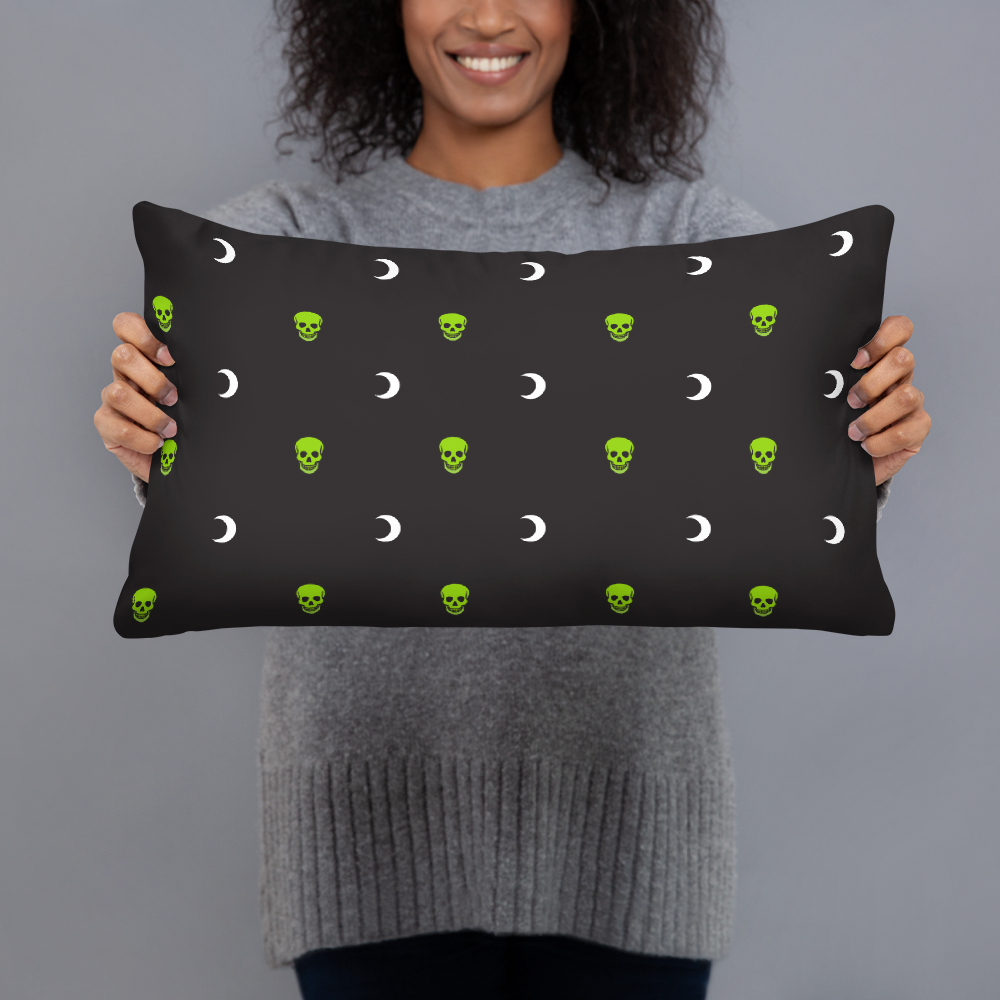 Morbid Skull Moon Pattern Throw Pillow