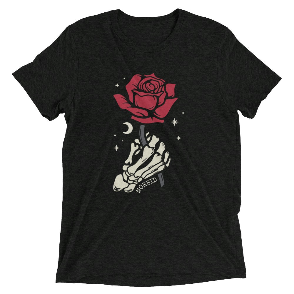 Morbid Skeleton Rose Adult Short Sleeve T-Shirt