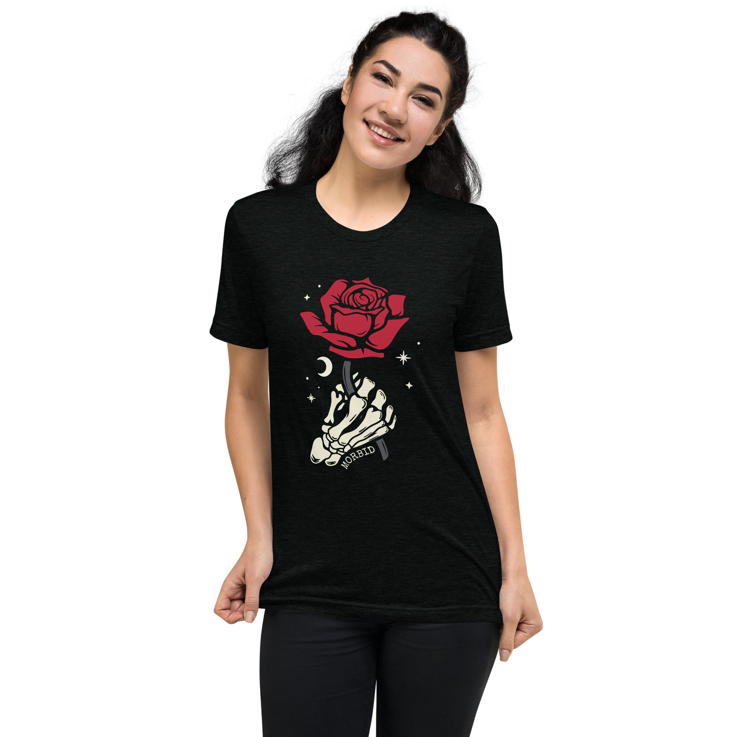 Morbid Skeleton Rose Adult Short Sleeve T-Shirt