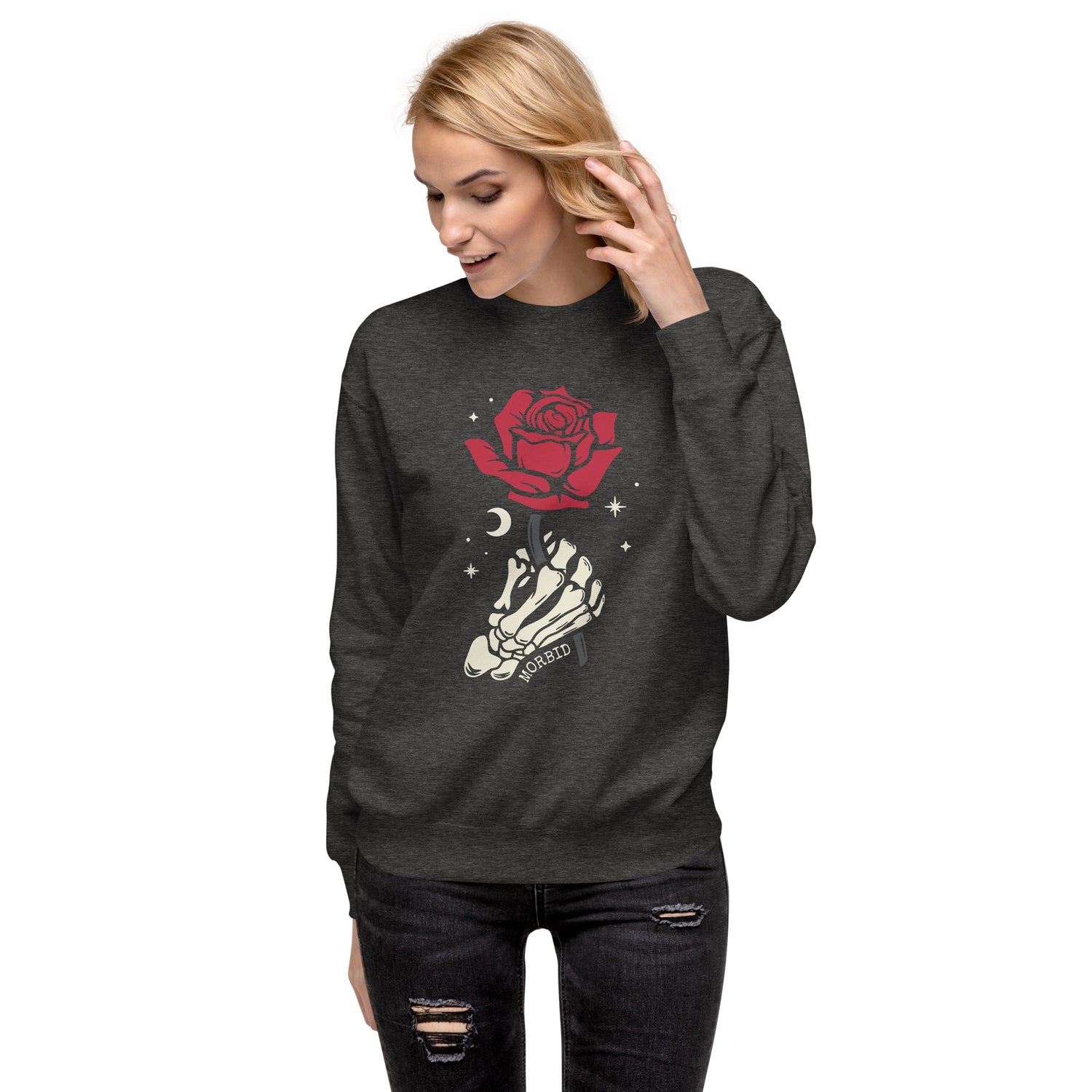 Morbid Skeleton Rose Unisex Fleece Pullover