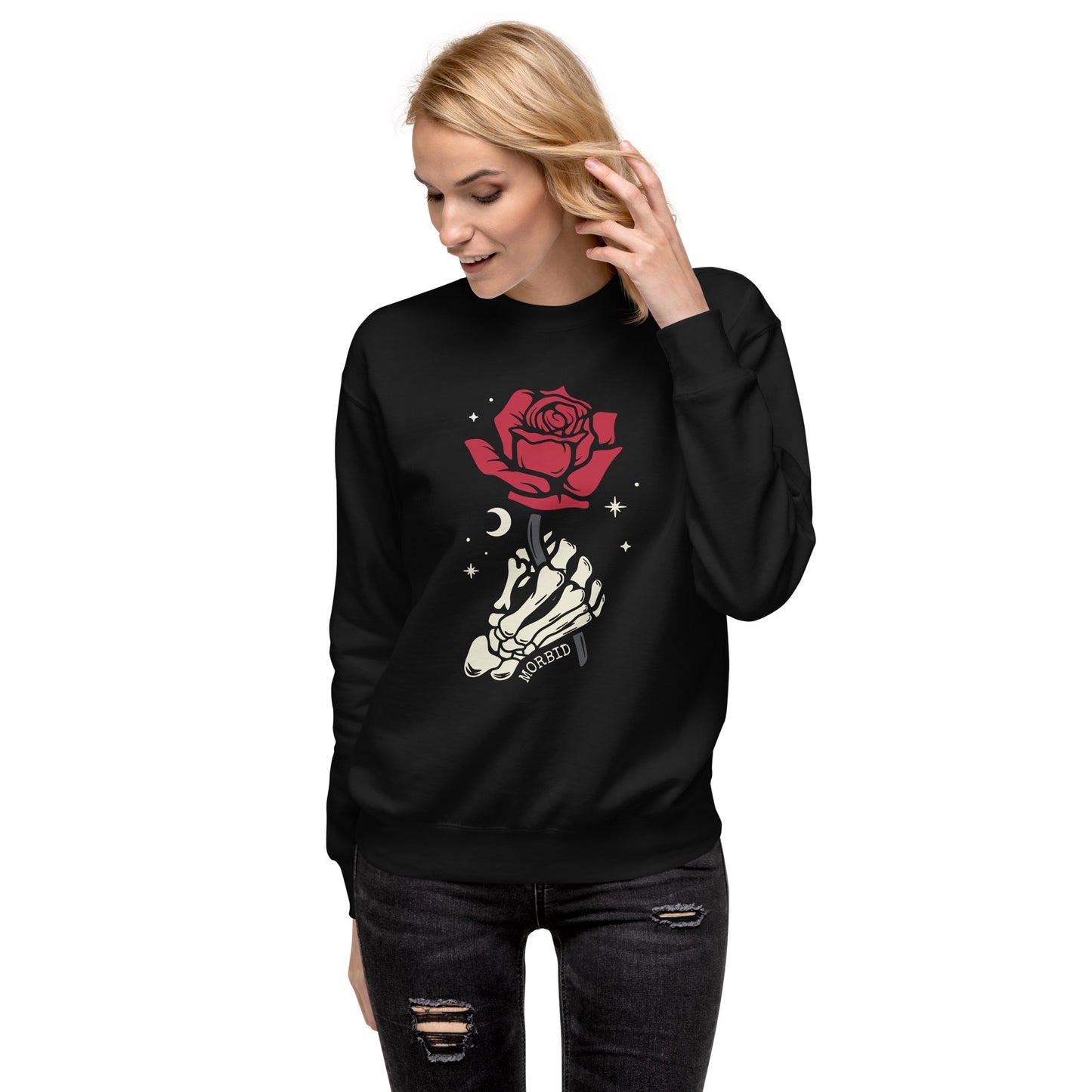 Morbid Skeleton Rose Unisex Fleece Pullover