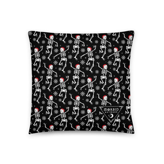 Morbid Santa Skeletons Throw Pillow-3