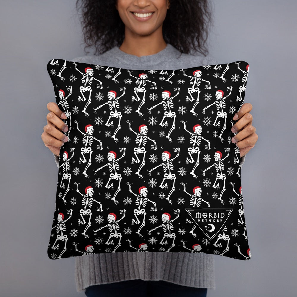 Morbid Santa Skeletons Throw Pillow