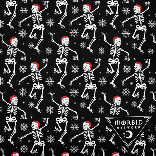 Morbid Santa Skeletons Throw Pillow-1