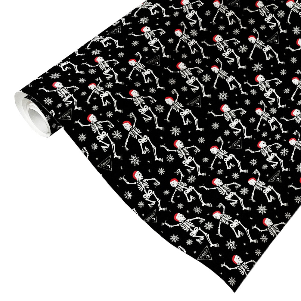 Morbid Santa Skeletons Satin Gift Wrap