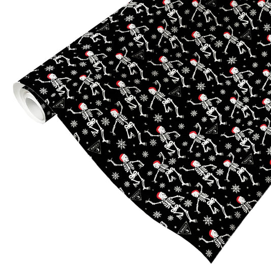 Morbid Santa Skeletons Satin Gift Wrap-0