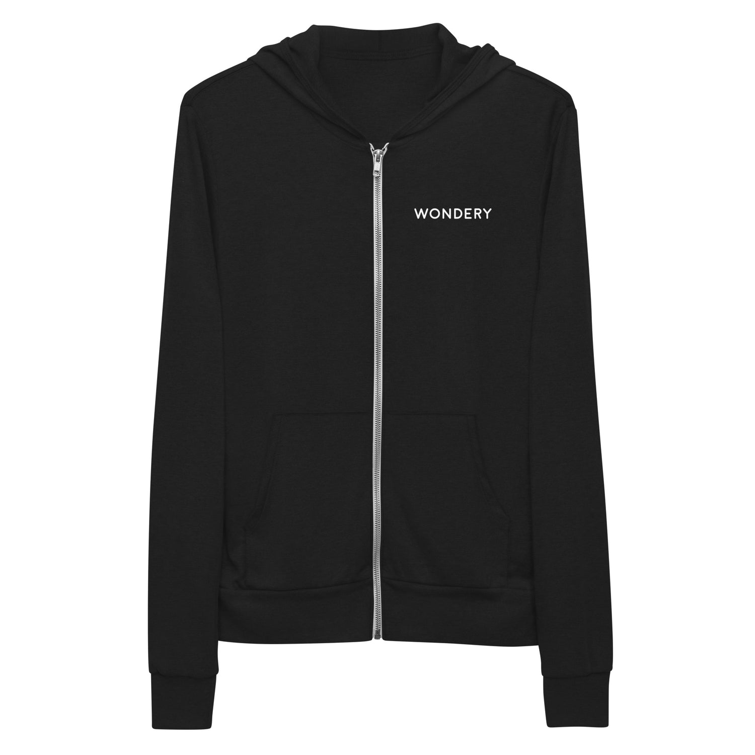 Wondery Distressed Logo Lightweight Zip-up Hooded Sweatshirt