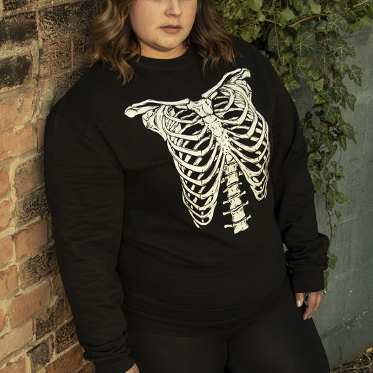 Morbid Ribcage Glow in the Dark Unisex Crewneck Sweatshirt-2