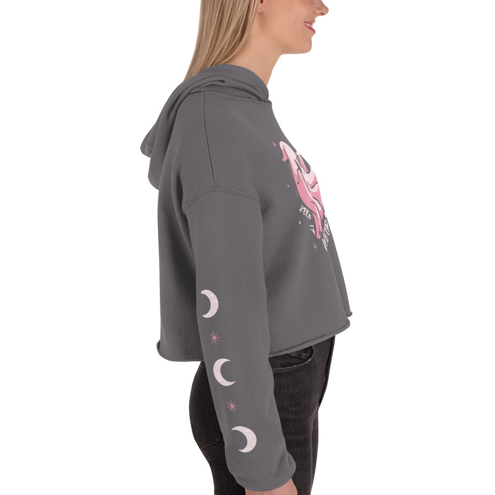 Morbid Keep It Weird Ghost Women's Fleece Crop Hooded Sweatshirt